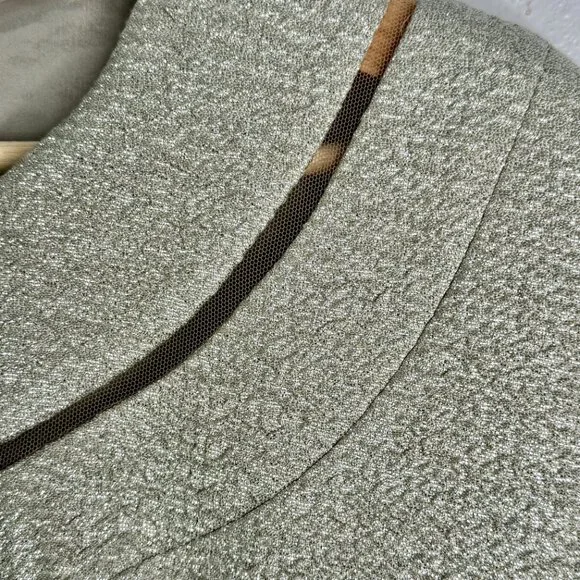 ESCADA Jacquard Metallic Sheath Dress Light Sand Shoulder Details SZ 40 /US 10 - Picture 5 of 14